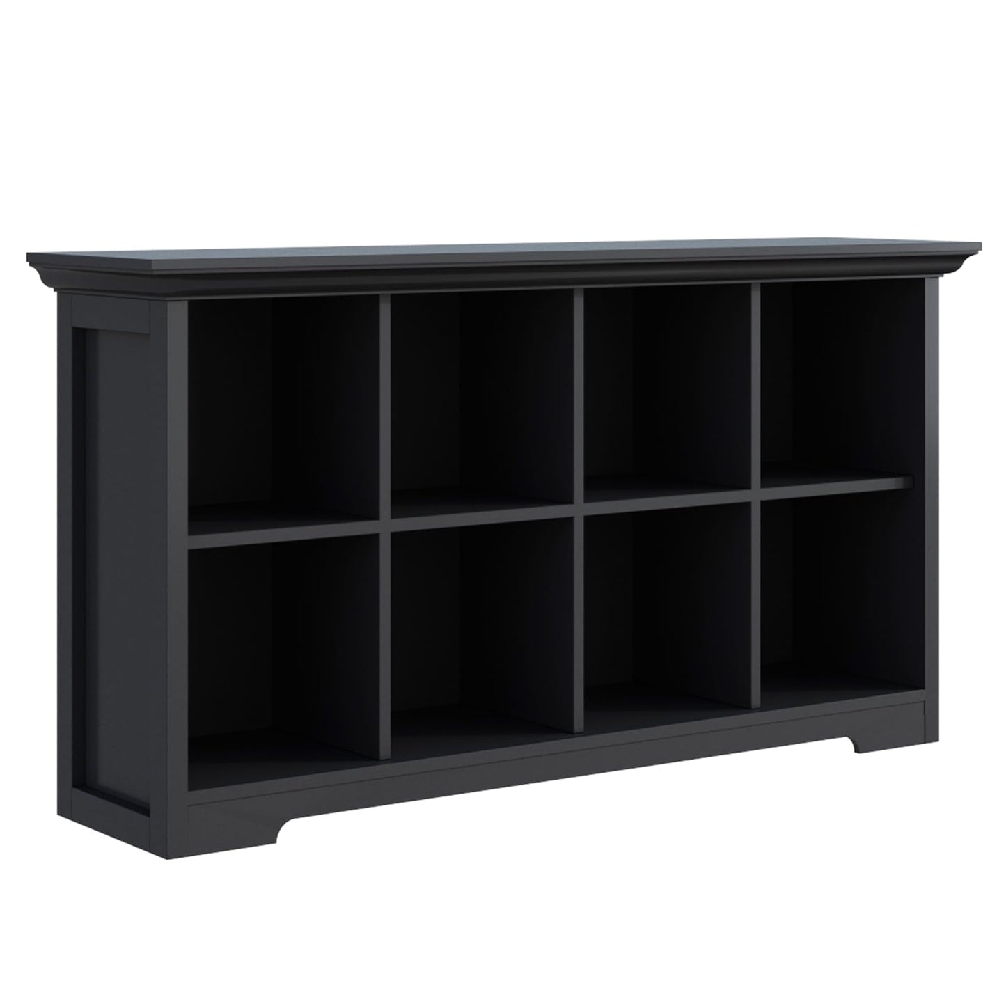 OSCHF Cube Shelf Bookcase with Base - Wooden 2 Tiers Floor Standing Low Storage Cabinet for Home and Office, 8-Cube Lattice Bookshelf, Black