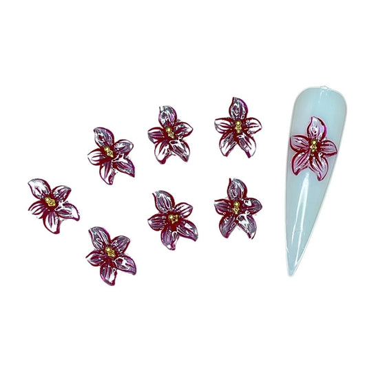 Set 8Pcs Gel 3D Flowers Nails Charms Handmade by Gel, Design For Medium & Long Nail 3D Flower For Nail Art Floral Salon Decor For Women Girls (4 Petals Rose - Medium)