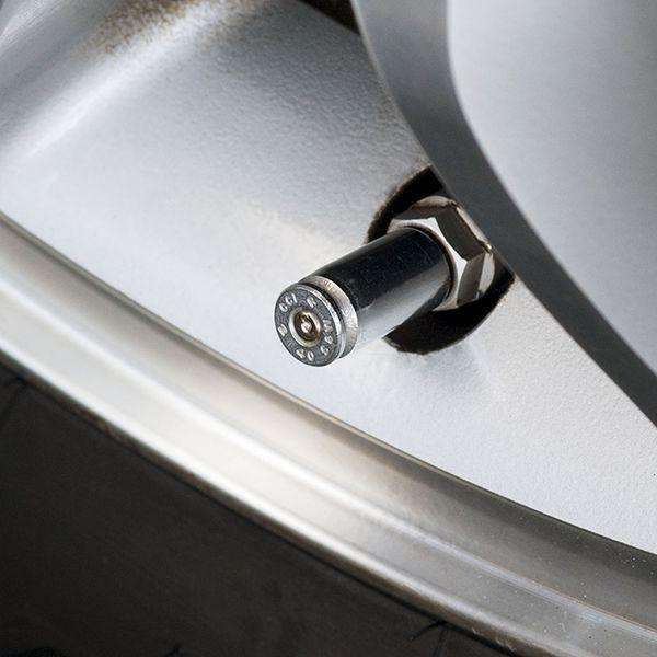 Lucky Shot - 40 Cal Bullet Shaped Casing Tire Valve Stem Caps | Tire Pressure Caps | Stem Tires Accessories for Cars, SUVs, BMX Bike, Bicycle, Truck, Motorcycle | Nickel Stems Covers (Set of 4)