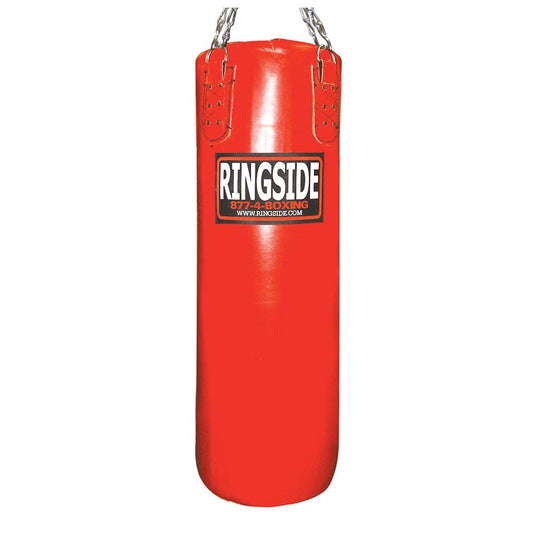 Ringside Leather Heavy Bag, Punching Bag for Boxing Training and Workout, Red, 65 lbs, Includes Heavy Bag Chain and Swivel