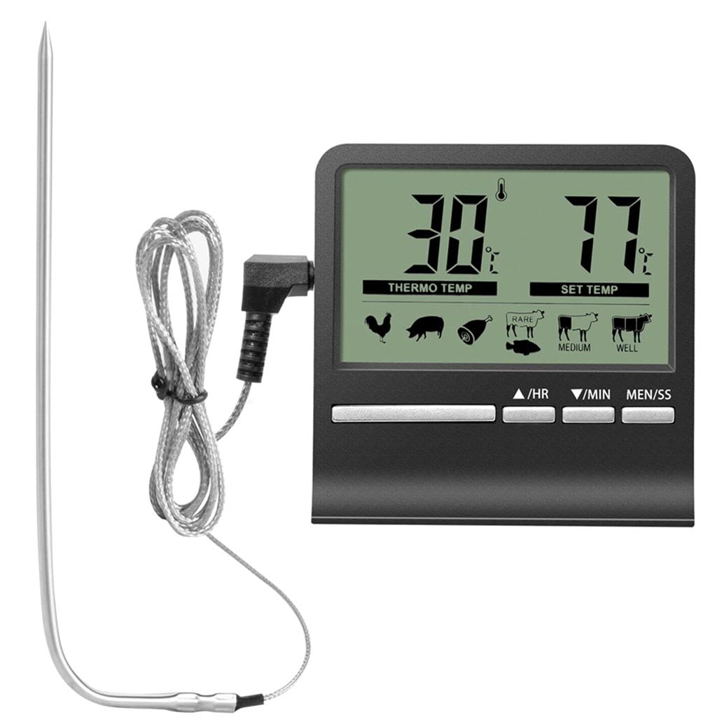 BERHUTJ Kitchen Food Thermometer Digital Barbecue Meat Cooking Baking Timer Electronic Measuring Meter