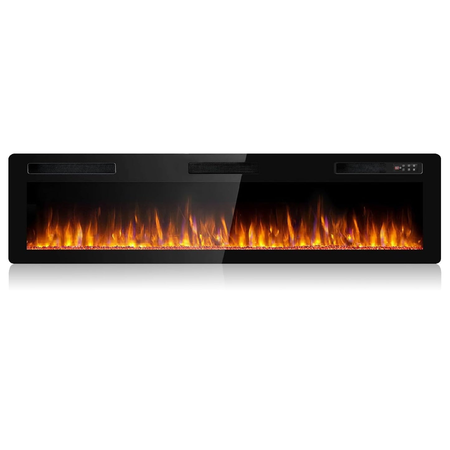BOSSIN 72 inch Ultra-Thin Silence Linear Electric Fireplace, Recessed Wall Mounted Fireplace, Fit for 2 x 4 and 2 x 6 Stud, 12 Adjustable Flame Color & Speed,Touch Screen Remote Control with 8h Timer
