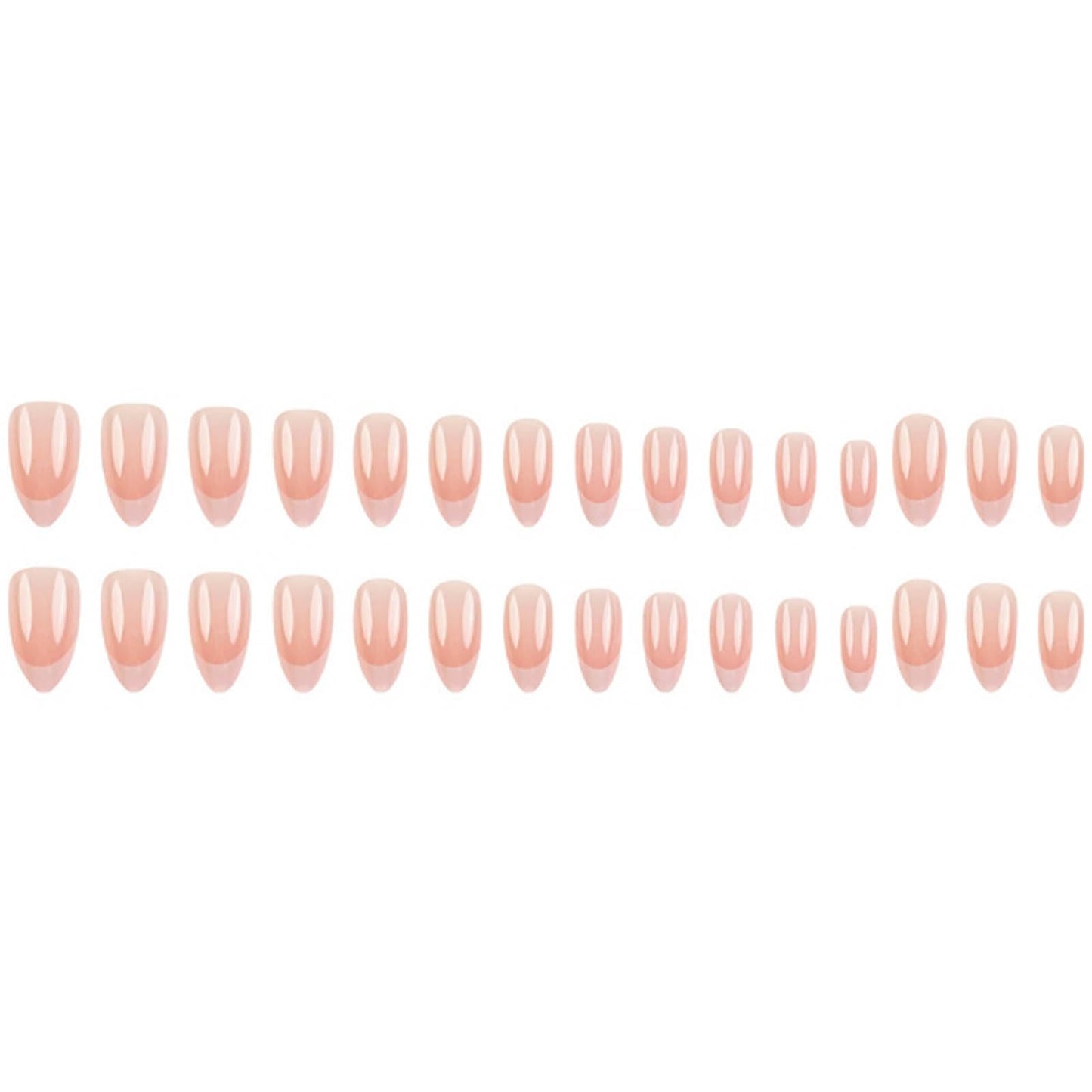 DANMANR Short Press on Nails Almond French Fake Nails Full Cover Nude Acrylic False Nails for Women and Girls24PCS (Pink White Tips)