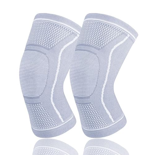 Compression Knee Sleeve for Men Women - Bamboo Charcoal Knee Brace for Sport Running (Gray, Medium)