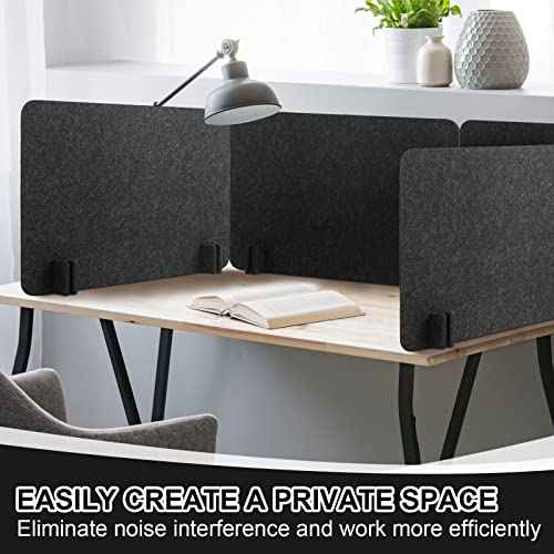 4 Pack Acoustic Desk Divider Desk Partition - Freestanding Privacy Panel 16 x 24 Inches Noise Reducing Partition for Office Table Standing Student Study Reception Area(Black Gray)