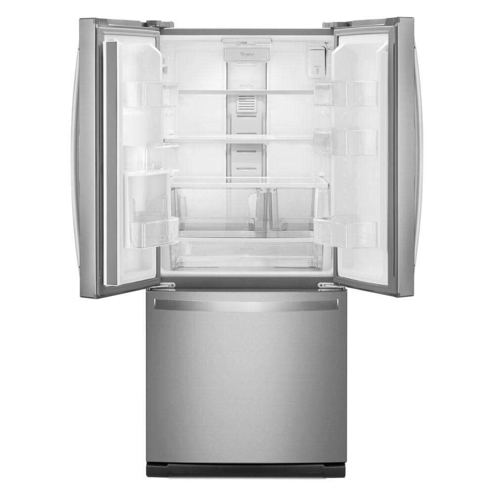 Whirlpool 30 Inch French Door Refrigerator with 19.7 Cu. Ft. Capacity, Internal Ice Maker, Water Dispenser, Spill-Proof Glass Shelves, EveryDrop® Filtration and Fast Cool: Stainless Steel