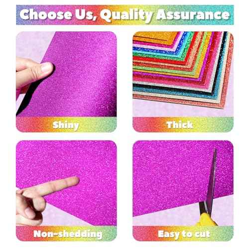 40 Sheets Glitter Cardstock, 20 Colors Premium Cardstock for Cricut, Crafts and DIY Projects, 8.5x11in Glitter Paper for Card Making (250 GSM)