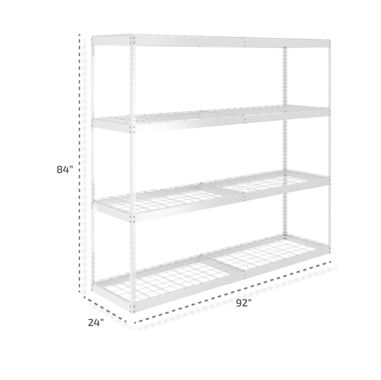 SafeRacks Freestanding Shelf | Steel Shelving Unit | 2'D x 8'W x 7'T (1-Pack, White)