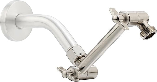 5 Inch Adjustable Shower Head Extension Arm With Locking Set Screw, Singing Rain 304 Stainless Steel Nickel Brushed Angle Height Adjustable, G1/2 Universal Connector Compatible (Nickel Brushed)