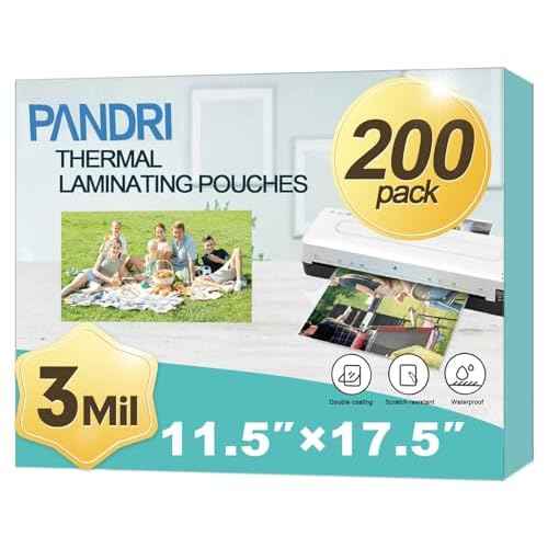 Laminating Sheets, PANDRI 200 Pack Thermal Laminating Pouches Holds 11 x 17 Inch, 3 Mil Plastic Laminator Paper 11.5 x 17.5 Inch, Clear Round Corner