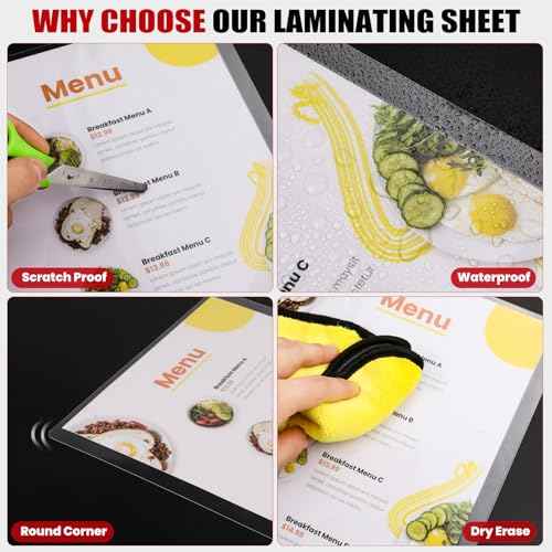 CAREGY Thermal Laminating Pouches,250 Pack Laminating Sheets, 5 Mil, 9 x 11.5 Inches Lamination Sheet Paper for Laminator, Round Corner Letter Size, Office and School Supplies
