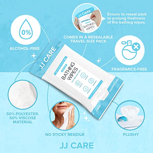 JJ CARE Shower Wipes For Adults No Rinse - Bulk Pack of 40 Body Wipes for Adults Bathing | 320 Count Disposable No Rinse Disposable Washcloths, Waterless Body Wash for Elderly