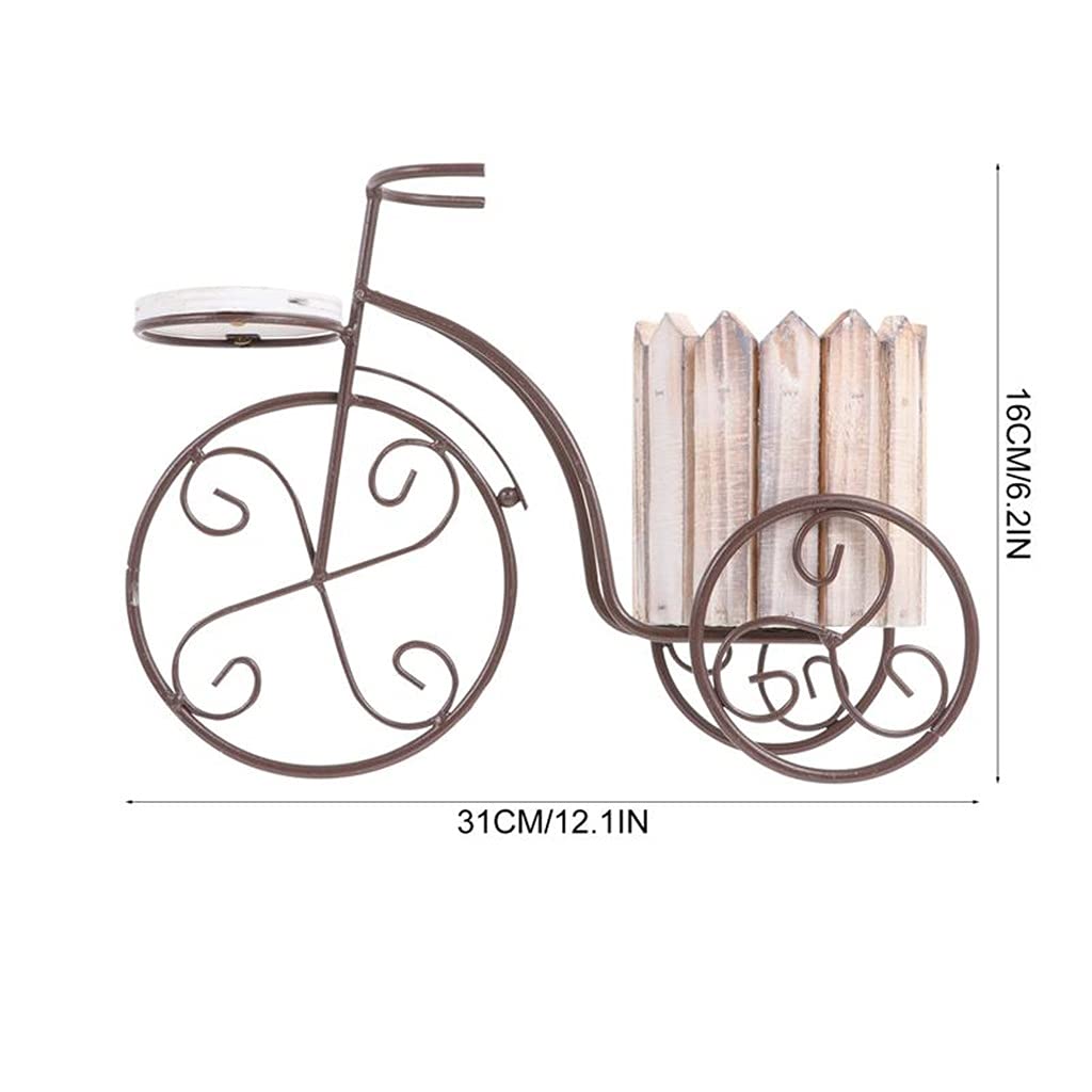 MIIKHI Wrought Iron Bike Plant Stand Rustic Style Bicycle Flower Pot Cart Holder Flower Basket (E 31.00 x 16.00 x 12.00 cm)