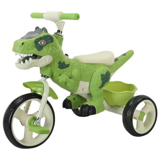 Dinosaur Kids Tricycle for Rider, Toddlers 2-6 Years - Trike Bike with Music, LED Lights, Storage Basket & Rubber Wheels | Indoor/Outdoor Big Wheels Bike Gift for Boys & Girls