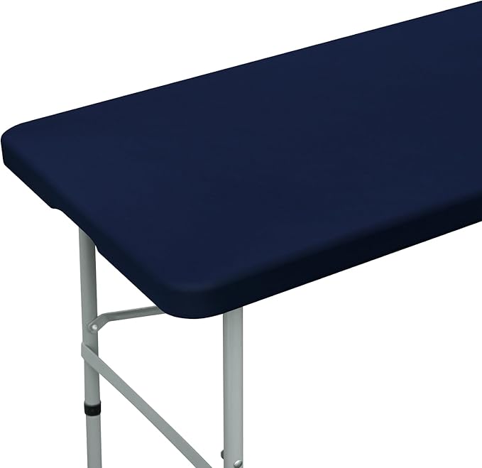 NEWISHER Fitted Rectangle Tablecloth 42 x 72 Inch Elastic Table Cloth Stretch Spandex Table Cover Navy Washable Polyester Table Top Cap Cover for Dining Picnic Camping Indoor and Outdoor