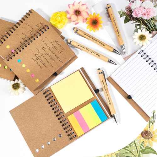30 Sets Employee Appreciation Gifts Bulk Inspirational Spiral Notebook Journal with Sticky Notes Bamboo Pens Christmas Gifts for Employees Coworker Team Nurse Teacher Office Staff Xmas Thank You Gifts