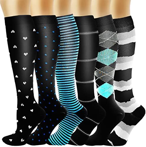 BIQU Compression Socks for Women and Men Circulation-Best Support for Running, Athletic, Nursing, Travel(BQ-10-10 S/M)