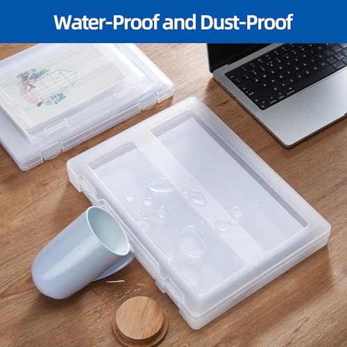 8 Pack Paper Storage Boxes, 8.5 x 11 Plastic Portable Project Case for US letter Size and A4 paper, Plastic Multi-Purpose Thick Scrapbook Storage Box for Office,Craft or Art Supplies