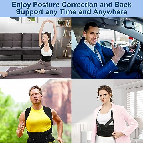 Back Brace Posture Corrector for Women and Men, Upgraded Adjustable Back Support for Upper and Lower Back Pain Relief, Shoulder Straightener for Scoliosis, Hunchback, Thoracic,Waistline-L(37.4"-43.3")