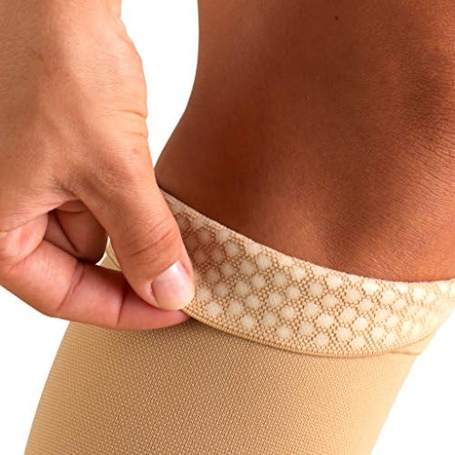 Truform Women's Compression Stockings, 20-30 mmHg, Thigh High Length, Open Toe, Opaque, Beige, Small