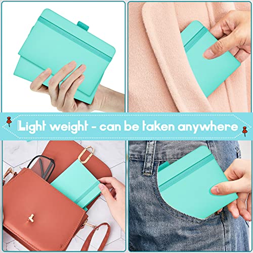 40 Pieces Small Notebooks A6 Pocket Journals 3.5 x 5.5 Inch Small Leather Notebook Mini Ruled Lined Journal with Elastic Band Pen Holder Page Marker Ribbons (Light Blue)