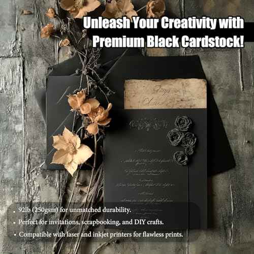 30 Sheets Black Cardstock, Card Stock 8.5 x 11, 92lb/250gsm Black Paper, Heavy Cardstock Paper for Invitations, Scrapbooking, Art, Crafts, DIY Projects and Drawing (30)