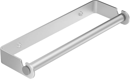 Under Cabinet Paper Towel Holder, Adhesive or Drill Mount Paper Towel Holder, Wall Mount Paper Towel Holders for Kitchen or Bathroom (Silver)
