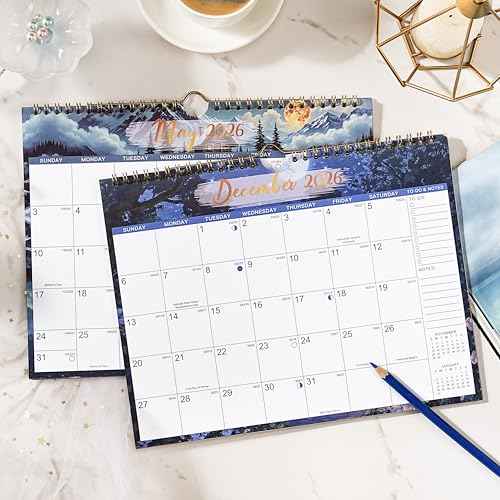 2026 Wall Calendar - 2026 Calendar, JAN 2026 - DEC 2026, 11" x 8.5", Calendar 2026, 2026 Wall Calendar 12 Month with Spiral Binding, Hanging Hook, Notes, To-do List, Perfect for Organizing