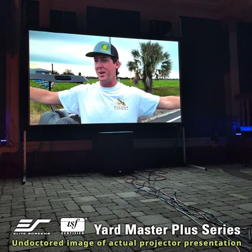 Elite Screens Yard Master Plus, 135-INCH 16:9 Height Setting Adjustable Portable Projector Screen, 4K HD Outdoor Indoor Movie Theater Front Projection, US Based Company 2-YEAR WARRANTY, OMS135H2PLUS