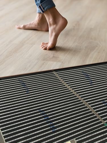 QuietWarmth Float QWARM3x5F240 Radiant Floor Heating Mat for Below Laminate, Wood, Luxury Vinyl Floating Flooring- Cuttable Mat Size 3'x5' 240 Volt (Covers 15sf)
