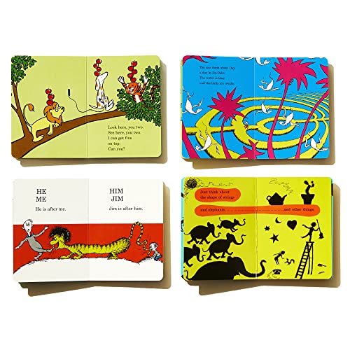 The Little Blue Boxed Set of 4 Bright and Early Board Books: Hop on Pop; Oh, the Thinks You Can Think!; Ten Apples Up On Top!; The Shape of Me and Other Stuff