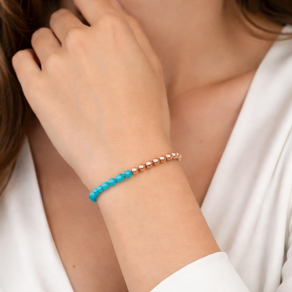 The Blue Yogi Natural Copper Bead Bracelet for Men & Women – Healing Crystal Energy Bracelet for Protection, Wealth & Positivity