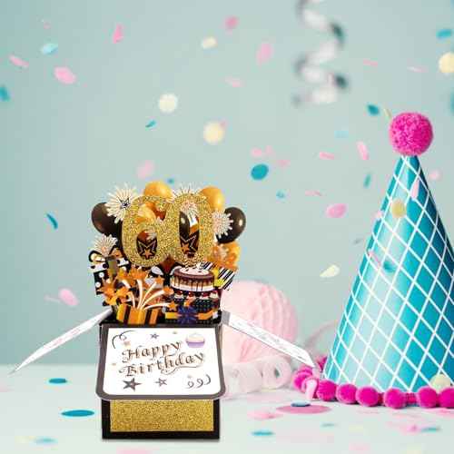 Happy 60th Birthday Pop-Up Card, Multicolored 60 Year Old Birthday 3D Cards with Envelopes Cool Sixty Birthday Popup Box Best 60th Birthday Gift Ideas for Men Women