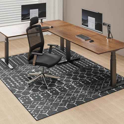 Office Chair Mat for Hardwood & Tile Floors, 60" x 48" Desk Chair Mat, Non-Slip Floor Protector for Rolling Chairs, Machine Washable Area Rug for Home Office, Black