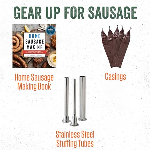 LEM Products MightyBite Vertical Stainless Steel 5 Pound Capacity Sausage Stuffer with Plastic Stuffing Tubes and 20 Pound Manual Meat Mixer Set