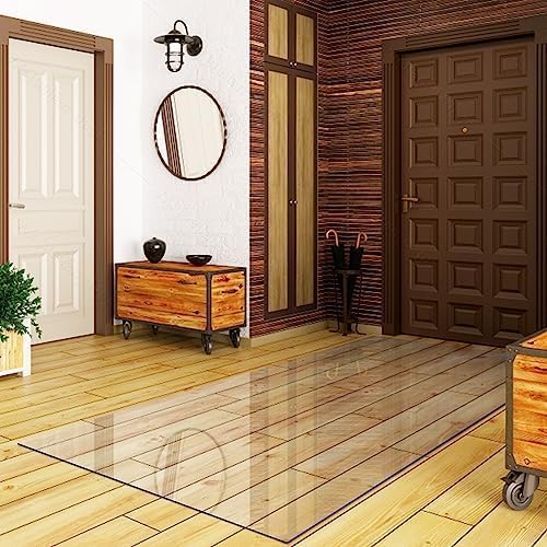 OXIGG Large Clear Floor Mat - Pet Flooring Protector, Plastic Rug Protector, Vinyl Floor Mat - Ideal for Hardwood Floors, Home & Office Use (Clear, 120x250CM/3.9X8.3FT)