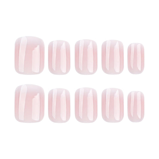Square Press on Nails Short Ombre Fake Nails Tips Full Cover Nude False Gradient Nails Glossy Glue on Nails for Women and Girls 24Pcs