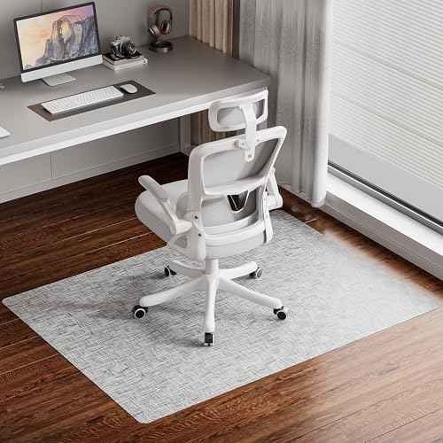 Delamu Office Chair Mat for Hardwood Floor, Non-Slip PVC Woven Computer Desk Chair Mat, 35"Â¡Â¿47" Heavy Duty Hard Floor Protector for Rolling Chairs, Light Gray, Not for Carpet