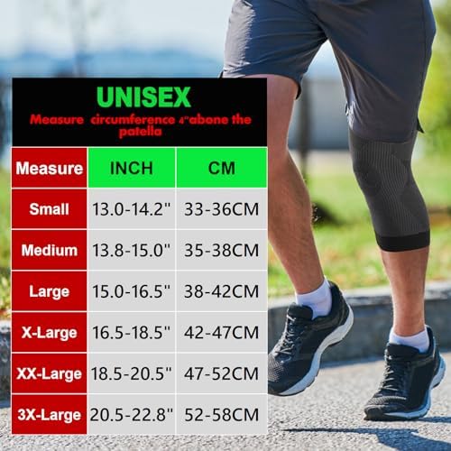 KEKING Orthopedic Brace for Tendinitis, Arthritis, ACL, MCL, Injury Recovery, Meniscus Tear, Knee Pain, Aching Knees, Patellar Tendonitis and Arthritis, Knee Compression Sleeves 2 Pack, Black XXL