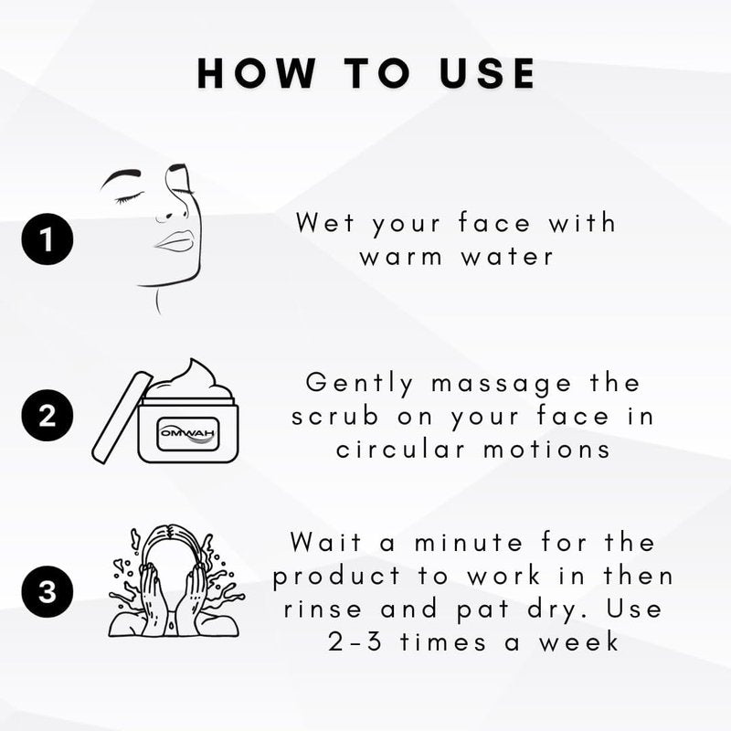 OMWAH Activated Charcoal Face Scrub - Microdermabrasion Mens Exfoliating Face Wash (4.23oz)