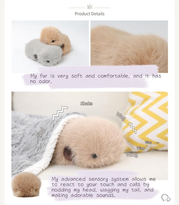 cupboo Interactive AI Plush Companion Pet– Privacy Safe Smart Adaptive Learning Emotional Support Robot Pets, Anxiety Relief Comfort| Ideal Toy Gift for All Occasion(Grey)
