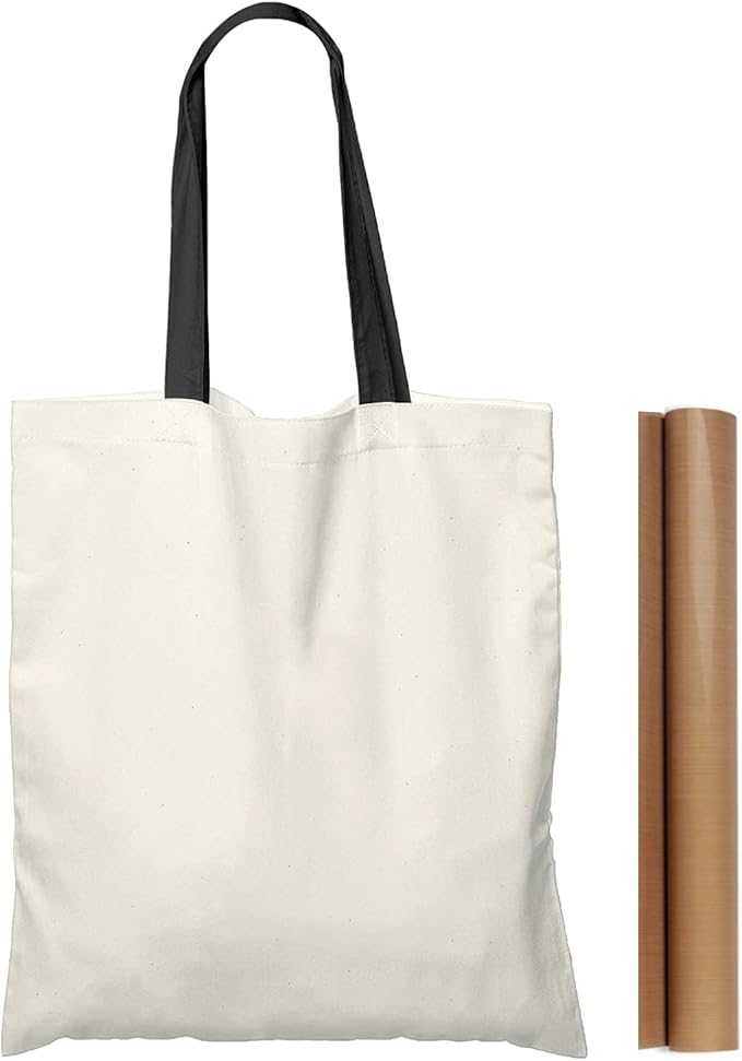 NPBAG 1 Pack 15'' X 16'' Natural Cotton Tote Bag, Lightweight Blank Bulk Cloth Bag with 1pc of PTFE Teflon Sheet