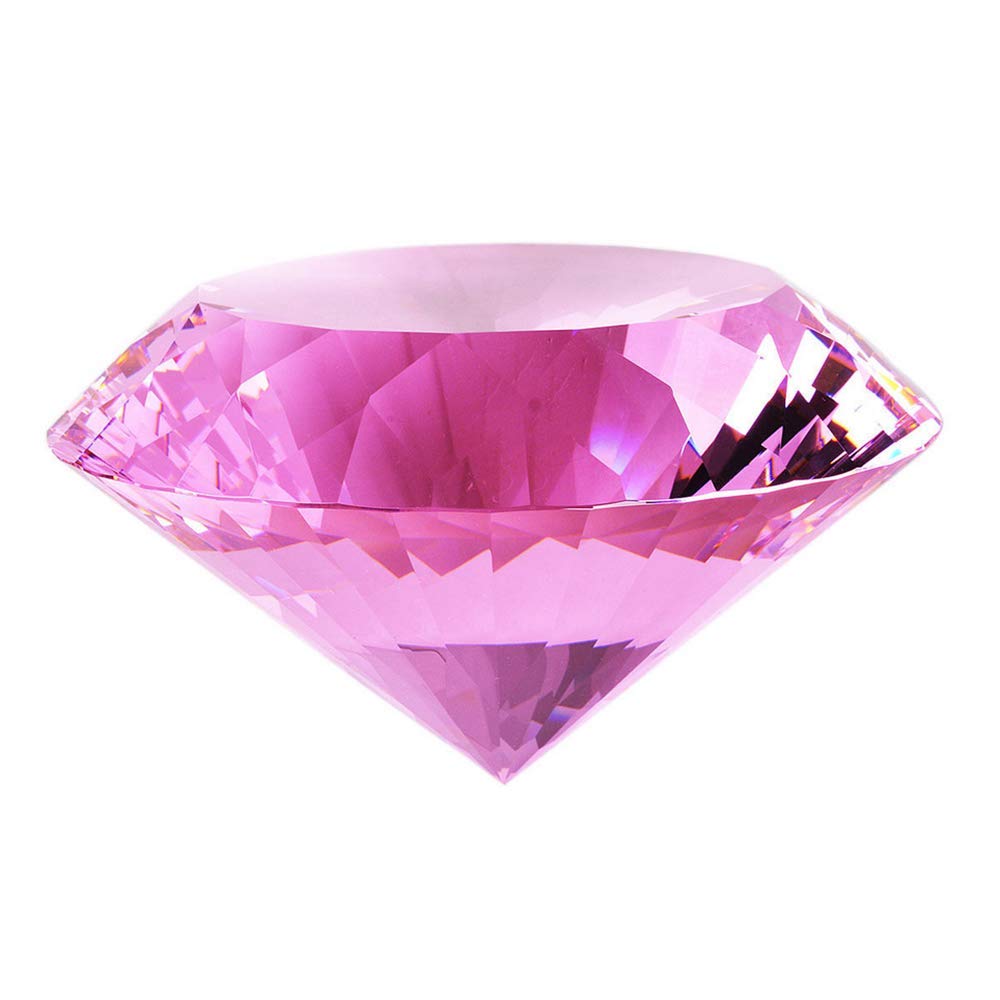 Crystal Glass Diamond Shaped Decoration, Pink 60mm Jewel Paperweight,Gift Decoration Idea For Christmas, Thanksgiving (Please identify our brand Yarr Store)