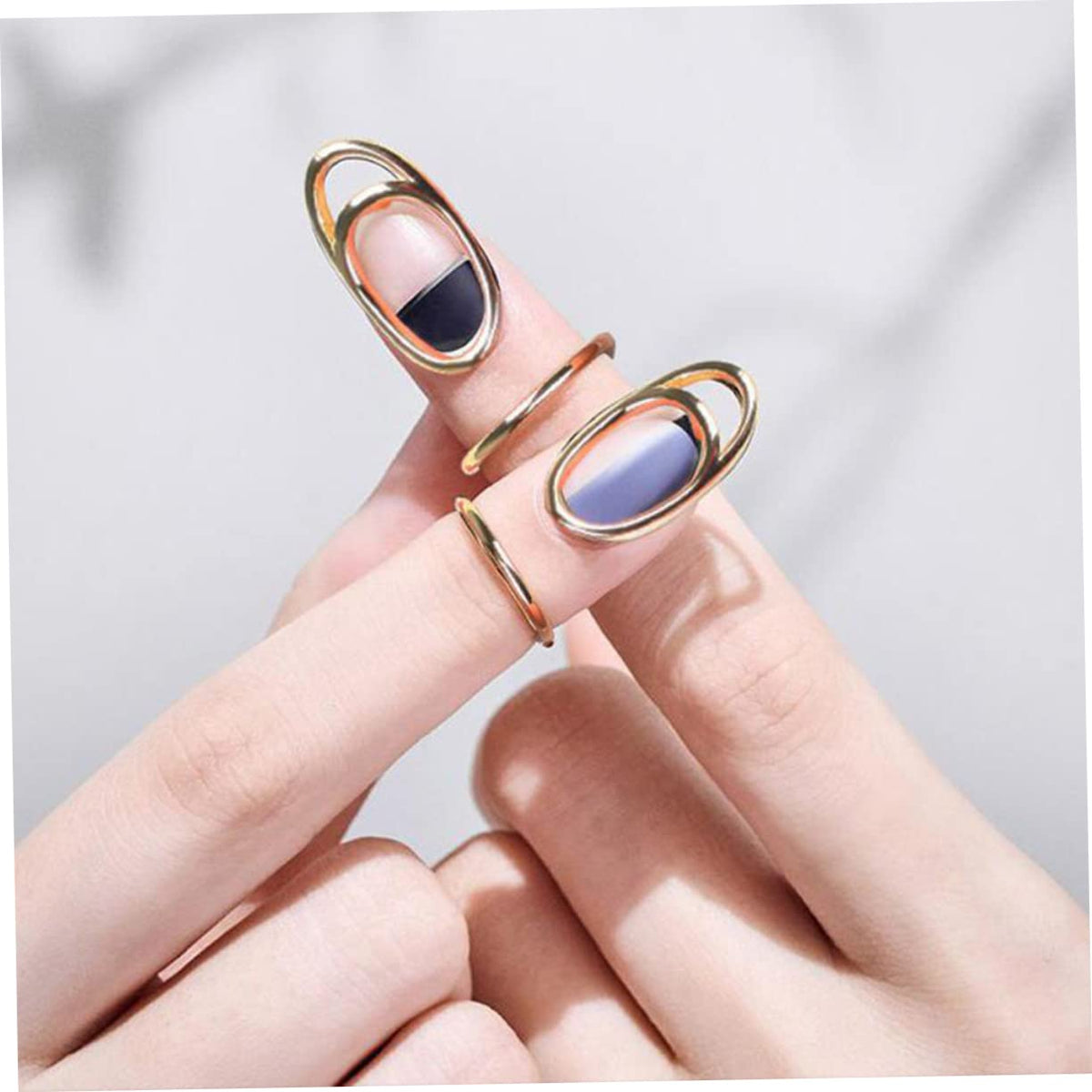 WOFASHPURET 3pcs Adjustable Open Finger Nail Unique Nail Decoration Jewelry for Stylish Manicure Metal Finger Accessories for Daily Wear and Festivals Gold