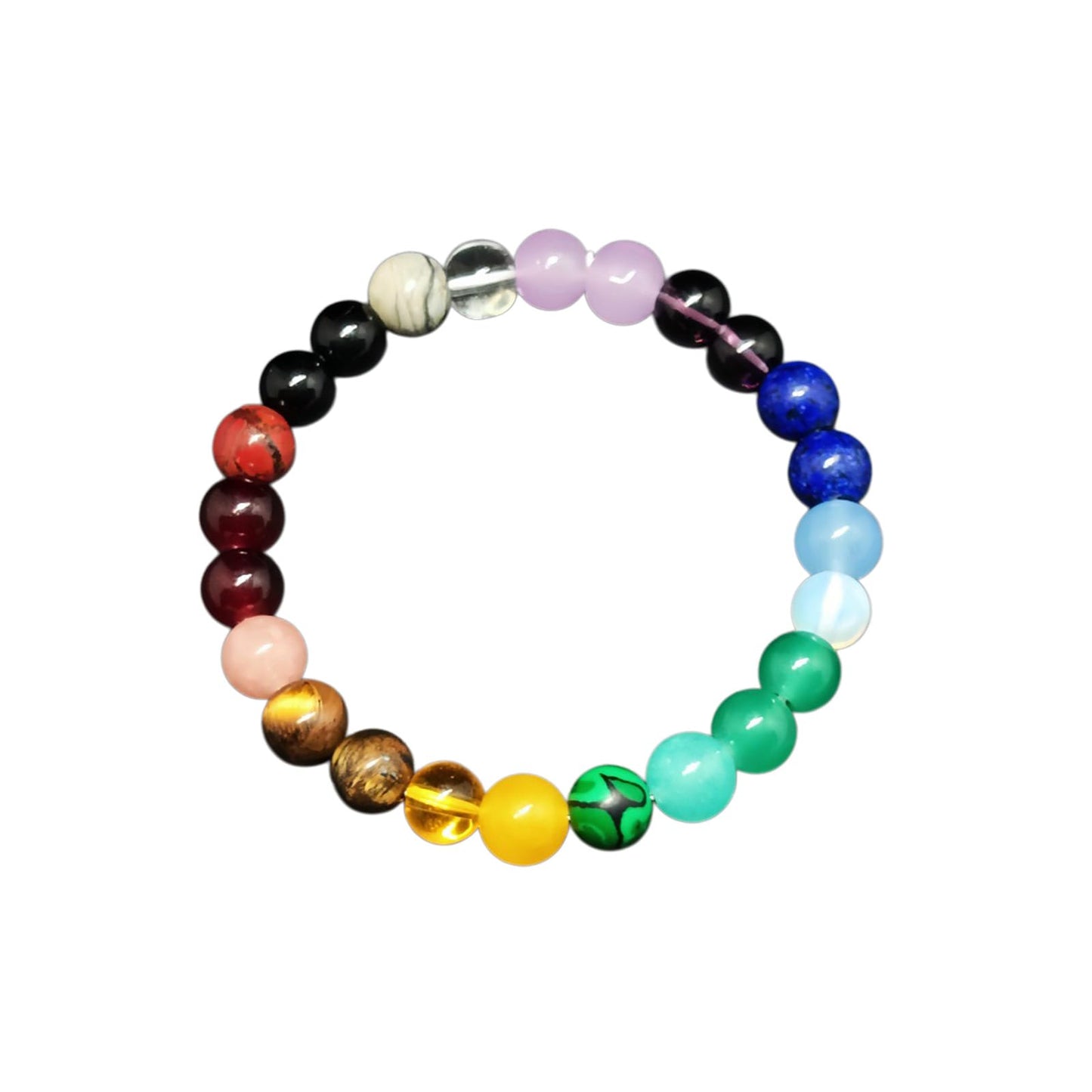 POYAMUSE Natural Stone Beaded Bracelet for Women Men Energy Balance Jewelry Gift Meditation Tiger Eye Malachite Citrine Elastic Wristband - Chakras