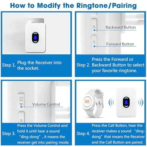 Daytech Wireless Caregiver Pager Call Button for Elderly at Home Life Alert Systems for Seniors Disabled Patient 1 Emergency Watch 1 Receiver
