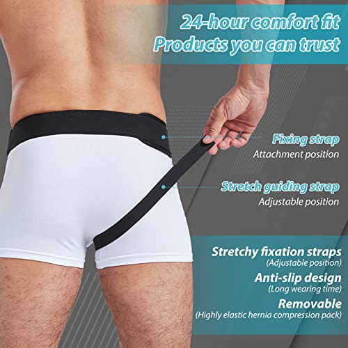 Inguinal Hernia Belt for Men & Women | Single-Side Precision Support (Left/Right) | Medical-Grade Post-Surgery Truss with Adjustable Waist Strap | Black, S (24"-29.5" Hip)
