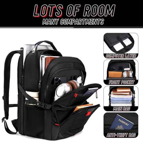 Z-MGKISS Travel Backpack, 50L Extra Large Travel Laptop backpack, Travel Backpack for Men Women with TSA Airline Approved Luggage Bussiness Backpack, Black