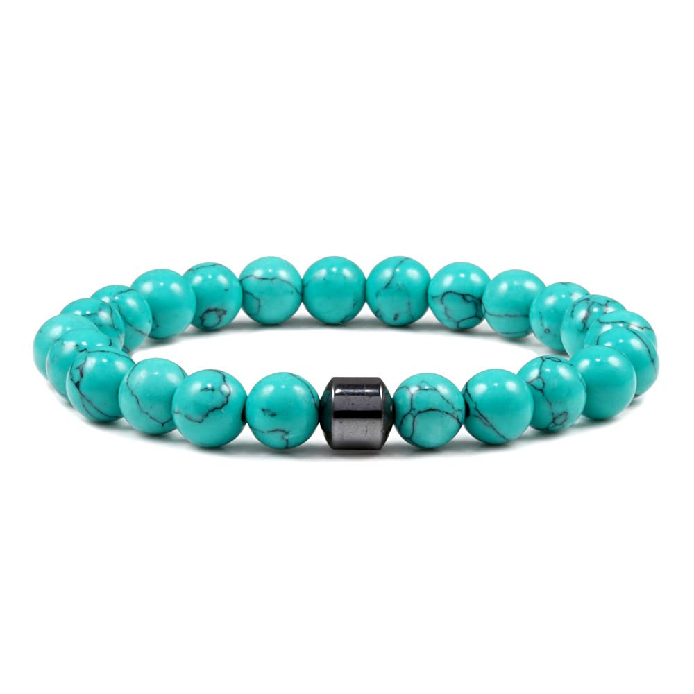 Soyzvteo Chakra Bracelets Crystals Yoga Beads Stretch Bracelet Adjustable Natural Gemstones Beads Bracelet Handmade Gemstones Braided Elastic Bracelets Meditation Spiritual Gifts-Green Turquoise