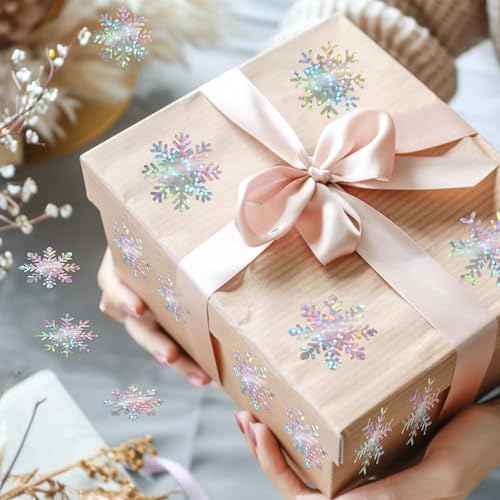 500 Pcs 1.5 inches Winter Snowflake Stickers Self-Adhesive 6 Designs for Xmas Winter Envelope Journal Decor